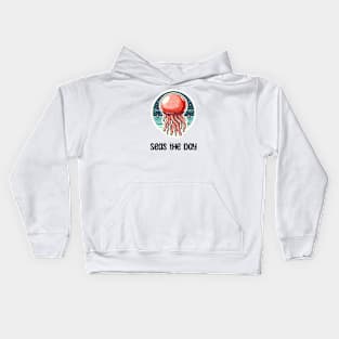 Cannonball Jellyfish Pun Seas the Day Kids Hoodie